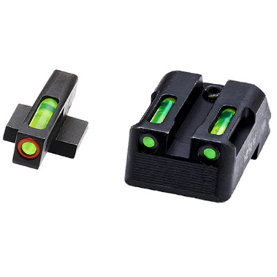 HiViz Litewave H3 Tritium/Litepipe fits Kimber 1911 Models Green Front Sight with Orange Front Ring/Green Rear Sight Steel Housing Matte Black