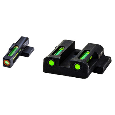 HiViz Litewave H3 Tritium/Litepipe fits S&W M&P Models Green Front Sight with Orange Front Ring/Green Rear Sight Steel Housing Matte Black