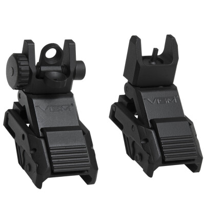 VISM Pro Series AR-15 Flip Up Front and Rear Same Height Sights Black
