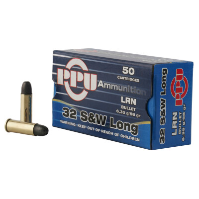 Prvi Partizan PPU .32 S&W Long Ammunition 50 Rounds 98 Grain Lead Round Nose 787fps
