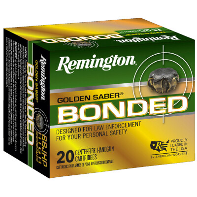 Remington Golden Saber Bonded 9mm Luger +P Ammunition 20 Rounds Nickel Plated Brass JHP 124 Grain