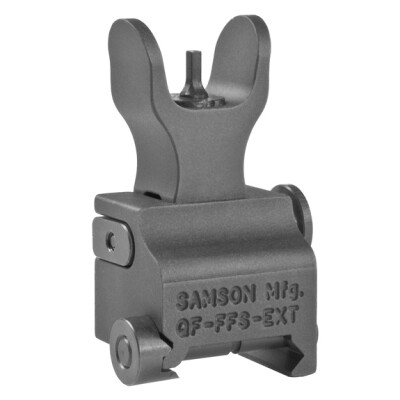 Samson MFG AR-15 Quick Flip Front Sight Gas Block Extended Height A2 Picatinny Compatible M4 Co-Witness Height Stainless Steel Clamp Aluminum Housing Matte Black