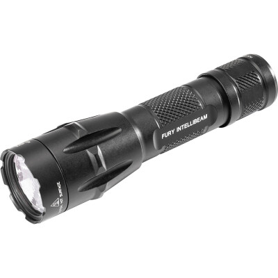 SureFire Fury IntellibBeam 1500 Lumen LED Flashlight Tail Cap Switch Duel Fuel CR123A/18650 Rechargeable Aluminum Black