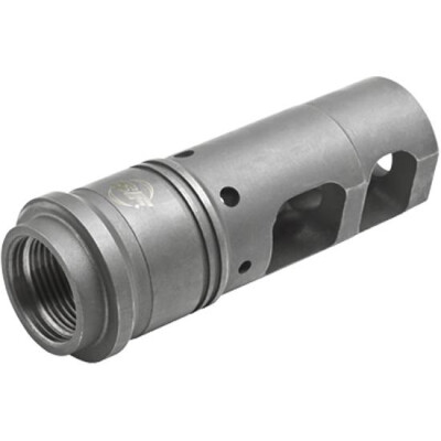 SureFire SOCOM Muzzle Brake/Suppressor Adapter 8.60mm/.338 Caliber Threaded 5/8x24 Heat Treated Stainless Steel Ionbond DLC Coating Matte Black SFMB-338-5/8-24