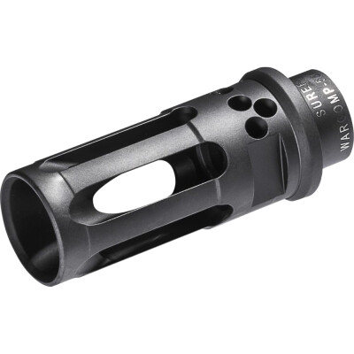 SureFire WARCOMP Closed-Tine Flash Hider/ Suppressor Adapter 5.56 Caliber 1/2x28 Thread Heat Treated Stainless Ionbound DLC Coating Matte Black