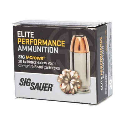 SIG Sauer Elite V-Crown 10mm Auto Ammunition 20 Rounds JHP 200 Grain