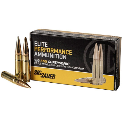 SIG Sauer Elite Ball .300 AAC Blackout Ammunition 20 Rounds 125 Grain FMJ Sierra Match King Projectile 2145fps