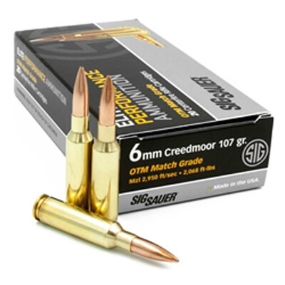 SIG Sauer Elite Match Grade 6mm Creedmoor Ammunition 20 Rounds 107 Grain Open Tip Match 2950fps