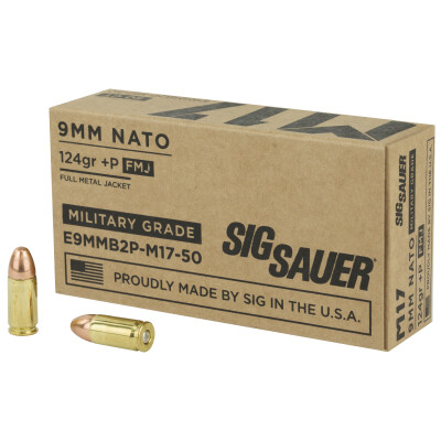 SIG Sauer M17 Military Grade 9mm Luger +P Ammo 50 Rounds