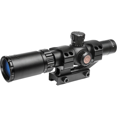 TRUGLO TRU-BRITE 30 Series 1-4x24 Tactical Rifle Scope Duplex Mil-Dot Reticle 30mm Tube 1/2" MOA Adjustment Fully Coated Lenses Matte Finish Black