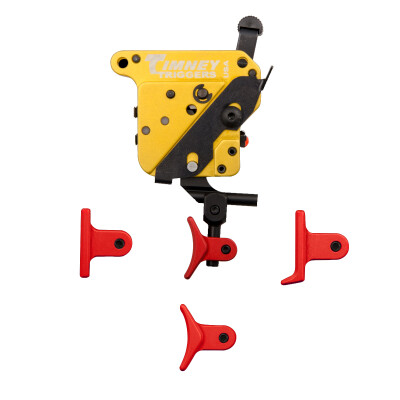 Timney Calvin Elite Custom Remington Model 700 Drop In Trigger With Safety Multi Red Trigger Shoe 8oz Pull Aluminum Housing Yellow