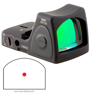 Trijicon RMR Type 2 Adjustable LED Reflex Sight 6.5 MOA Red Dot Reticle 1 MOA Adjustment CR2032 Battery Sight Only No Mount Aluminum Black