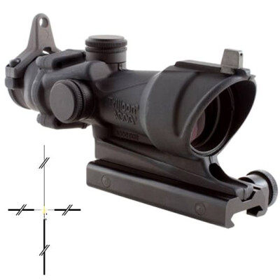 Trijicon ACOG TA01NSN 4x32 Riflescope Illuminated Amber Crosshair .223 Ballistic Reticle 1/2 MOA Aluminum Black with TA51 Mount and Backup Iron Sights TA01NSN