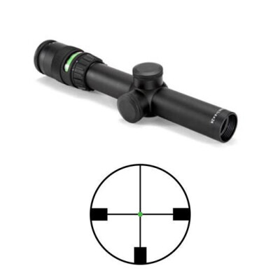Trijicon AccuPoint 1-4x24 Riflescope German #4 Crosshair With Green Dot Reticle 30mm Tube 1/4 MOA Adjustments Fiber Optics/Tritium Power Aluminum Housing Black