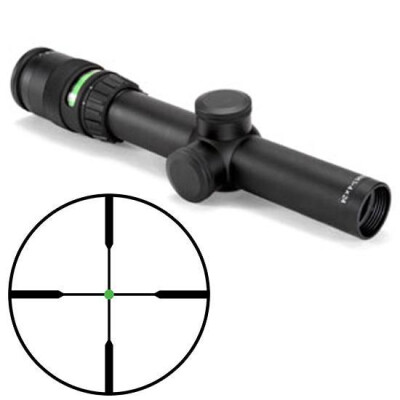 Trijicon AccuPoint 1-4x24 Riflescope Standard Duplex Crosshair With Green Dot Reticle 30mm Tube 1/4 MOA Adjustments Fiber Optics/Tritium Power Aluminum Housing Black