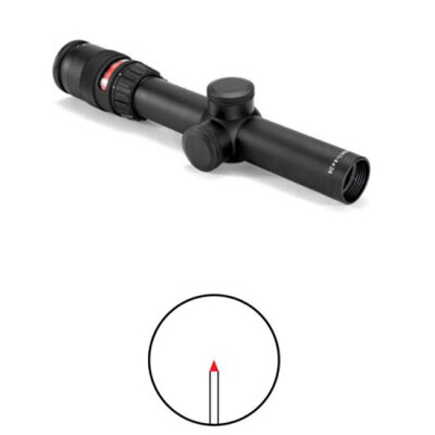 Trijicon AccuPoint 1-4x24 Riflescope Red Triangle Post Reticle 30mm Tube 1/4 MOA Adjustments Fiber Optics/Tritium Power Aluminum Housing Black