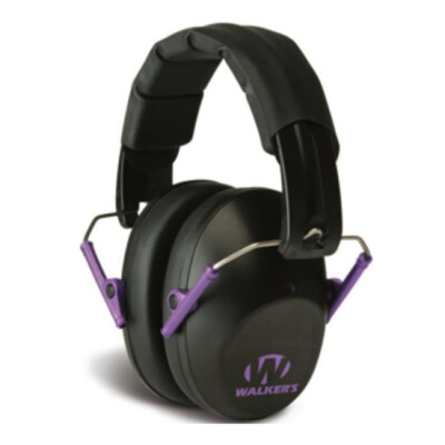 Walker's Game Ear Pro Low Profile Folding Ear Muffs NRR 22 dB Black with Purple