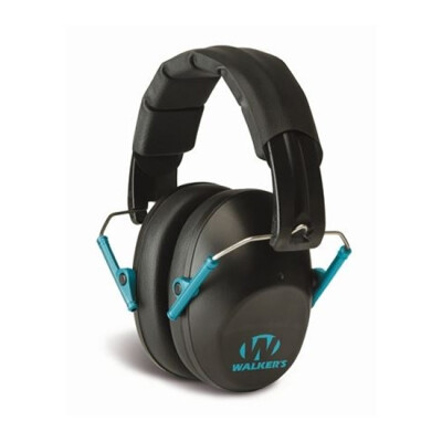 Walker's Game Ear Pro Low Profile Folding Ear Muffs NRR 22 dB Black with Teal