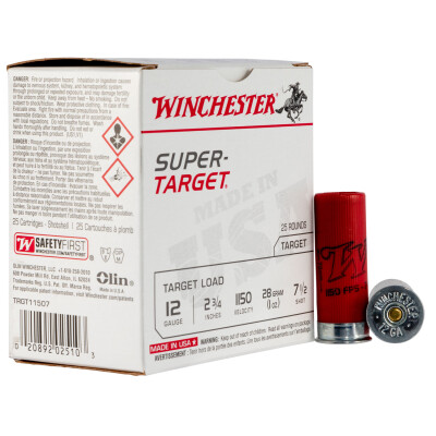 Winchester Super-Target 12 Gauge Ammunition 25 Round Box 2-3/4" #7.5 Lead 1oz 1150 fps