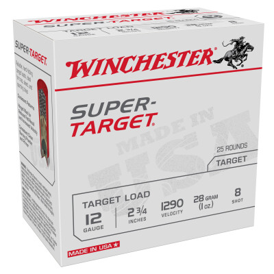 Winchester Super-Target 12 Gauge Ammunition 25 Rounds 2-3/4" #8 Lead 1 Ounce 1290 fps