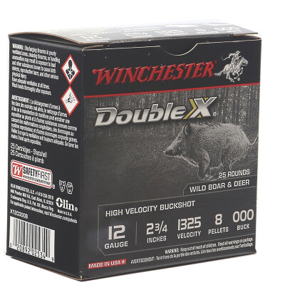 Winchester Double X 12 Gauge Ammunition 25 Rounds 2-3/4" 000 Buckshot