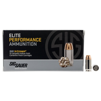 SIG Sauer Elite V-Crown .45 ACP Ammunition 50 Rounds JHP 230 Grain