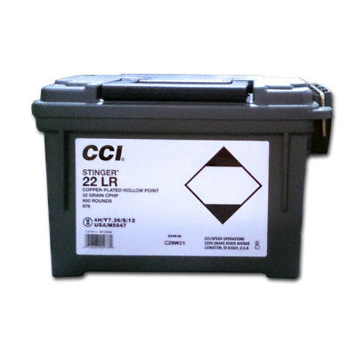 CCI Stinger .22 Long Rifle Ammunition 900 Rounds Poly Ammo Can CPHP 32 Grain