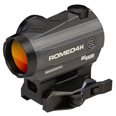 SIG Sauer Romeo4H Red Dot Optic 2 MOA Red Dot Ballistic Circle Dot Reticle AR Mount .50 MOA Adjustment Unlimited Eye Relief CR2032 Battery Graphite/Black