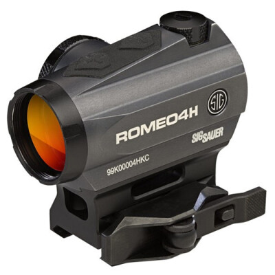 SIG Sauer Romeo4H Red Dot Optic 1 MOA Red Dot Ballistic CirclePlex Reticle AR Mount .50 MOA Adjustment Unlimited Eye Relief CR2032 Battery Graphite/Black