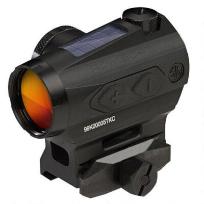 SIG Sauer Romeo4T Red Dot Optic 1x 2 MOA Circle Plex Reticle Picatinny Hex Bolt Mount MOA Adjustment Unlimited Eye Relief Solar/CR2032 Battery Powered Aluminum Housing Matte Black
