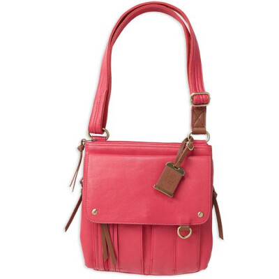 Bulldog Cases Cross Body Style Purse 11" X 11" X 2" Leather Med Pink