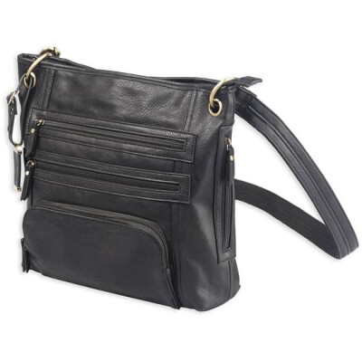 Bulldog Cases Cross Body Style Purse 14" X 12" X 3" Leather Large Black