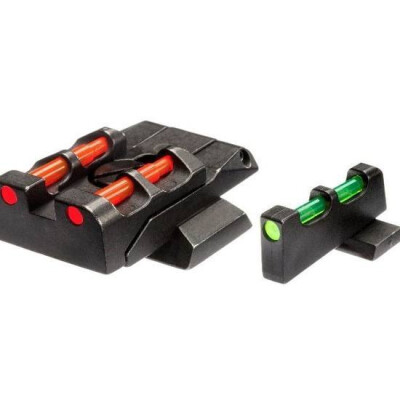 HiViz Adjustable Sight Set S&W M&P Full Size Contrasting Fiber Optic Sight Set Red/Green/White Steel Black