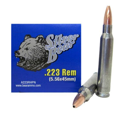 500 Round Box .223 Rem. Silver Bear HP 55 Grain 3193 fps Zinc-Plated Steel Case