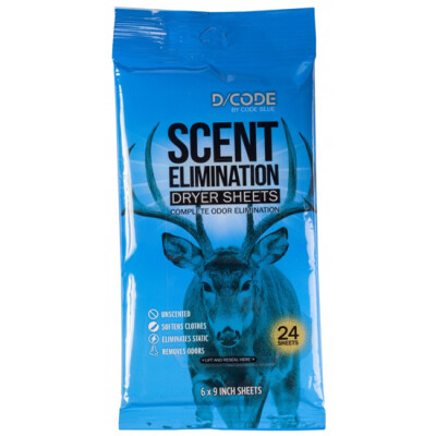 Code Blue D/Code Dryer Sheets Scent Elimination 24 Sheets