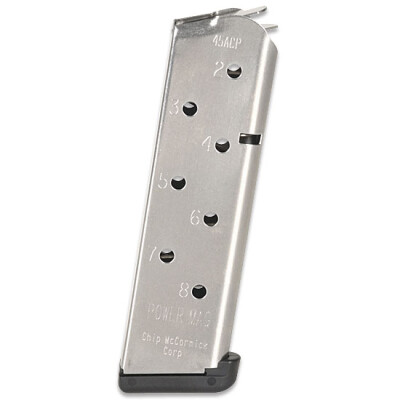 Chip McCormick Power Mag 1911 Magazine .45 ACP 8 Rounds Stainless Steel M-PM-45FS8