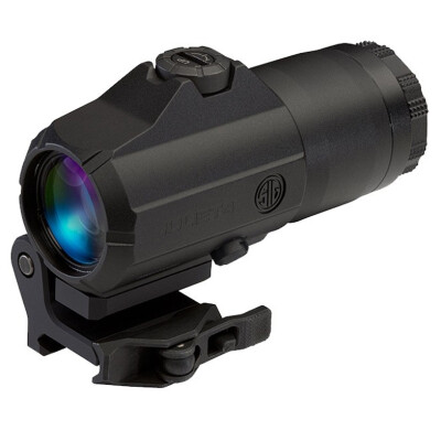 SIG Sauer Juliet4 4x Magnifier 24mm Objective Powercam Flip To Side Quick Release 1913 Picatinny Rail Mount Aluminum Housing Matte Black