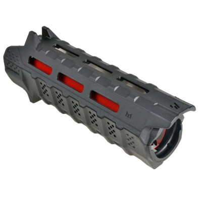 Strike Industries AR-15 Hand Guard Carbine Length M-LOK Compatible 2 Piece Drop-In Red Heat Shield Polymer Black SI-STRIKE-HG-CBK-RED
