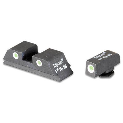 AmeriGlo 9mm/.40/.357 Classic 3 Dot Tritium Night Sights for Glock Green with White Outline Front and Rear GL113