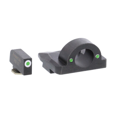 AmeriGlo Ghost Ring Sight Sets fits Glock 20/21 Gen 1-4 Green Tritium White Outline Front Sight Steel Housing Matte Black
