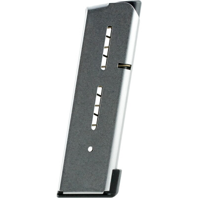 Wilson Combat 1911 Officer/Defender Compact 8 Round Magazine .45 ACP Lo-Profile OM Steel Base Pad Stainless Steel Natural Finish
