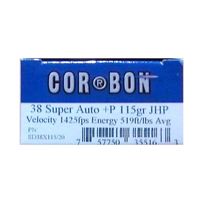 CorBon Self Defense 38 Super+P 115 Grain JHP 20 Round Box