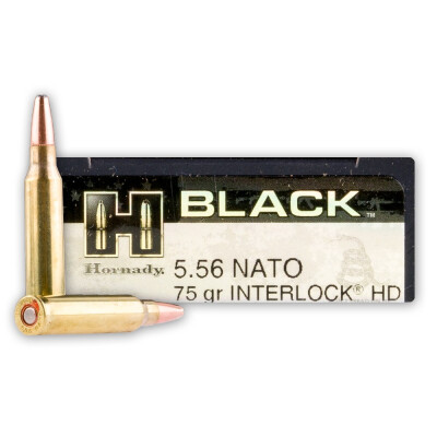 Hornady BLACK 5.56 NATO Ammunition 200 Rounds InterLock HD SBR 75 Grains