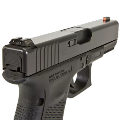Night Fision Perfect Dot Tritium Night Sight Set for Glock 17/19/26/34 Green Tritium Front/Rear Orange Front Ring U-Notch Rear with No Ring Metal Body Black Nitride Finish