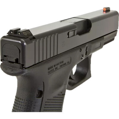 Night Fision Perfect Dot Tritium Night Sight Set for Glock 42/43 Green Tritium Front/Rear Orange Front Ring Square Notch Rear with No Ring Metal Body Black Nitride Finish