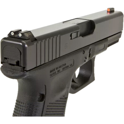 Night Fision Perfect Dot Tritium Night Sight Set for Glock 42/43 Green Tritium Front/Rear Orange Front Ring U-Notch Rear with White Ring Metal Body Black Nitride Finish