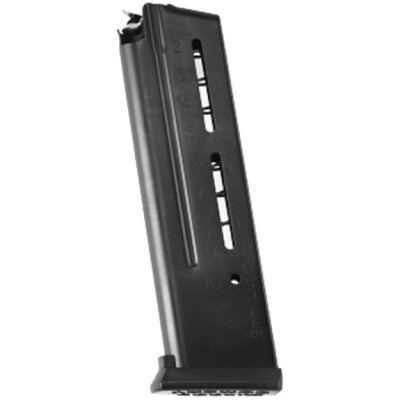 Wilson Combat ETM Elite Tactical 1911 Full Size Government 10 Round Magazine 9mm Luger ETM Base Pad Stainless Steel Black Finish