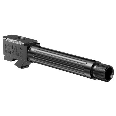 CMC Triggers 9mm Luger Match Grade Drop In Replacement Barrel For Glock 19 Gen 3-4 Fluted/Threaded 416R Stainless Steel DLC Matte Black Finish