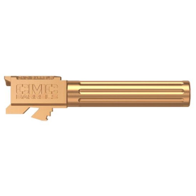 CMC Triggers 9mm Luger Match Grade Drop In Replacement Barrel For Glock 19 Gen 3-4 Fluted/Non-Threaded 416R Stainless Steel Bronze TiCN Finish