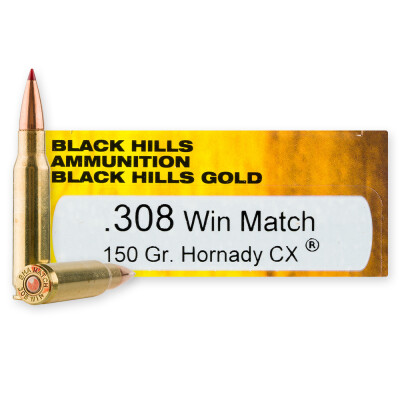 Black Hills Gold .308 Win Ammunition 100 Rounds CX 150 Grain